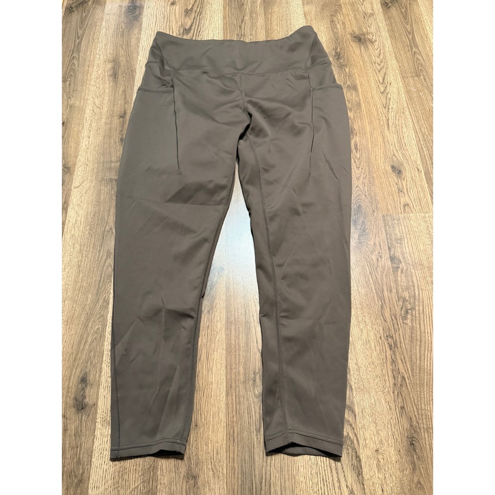 Layer8 Pants Womens Size XL Brown Leggings Athletic Pockets Quick-Dry High Rise